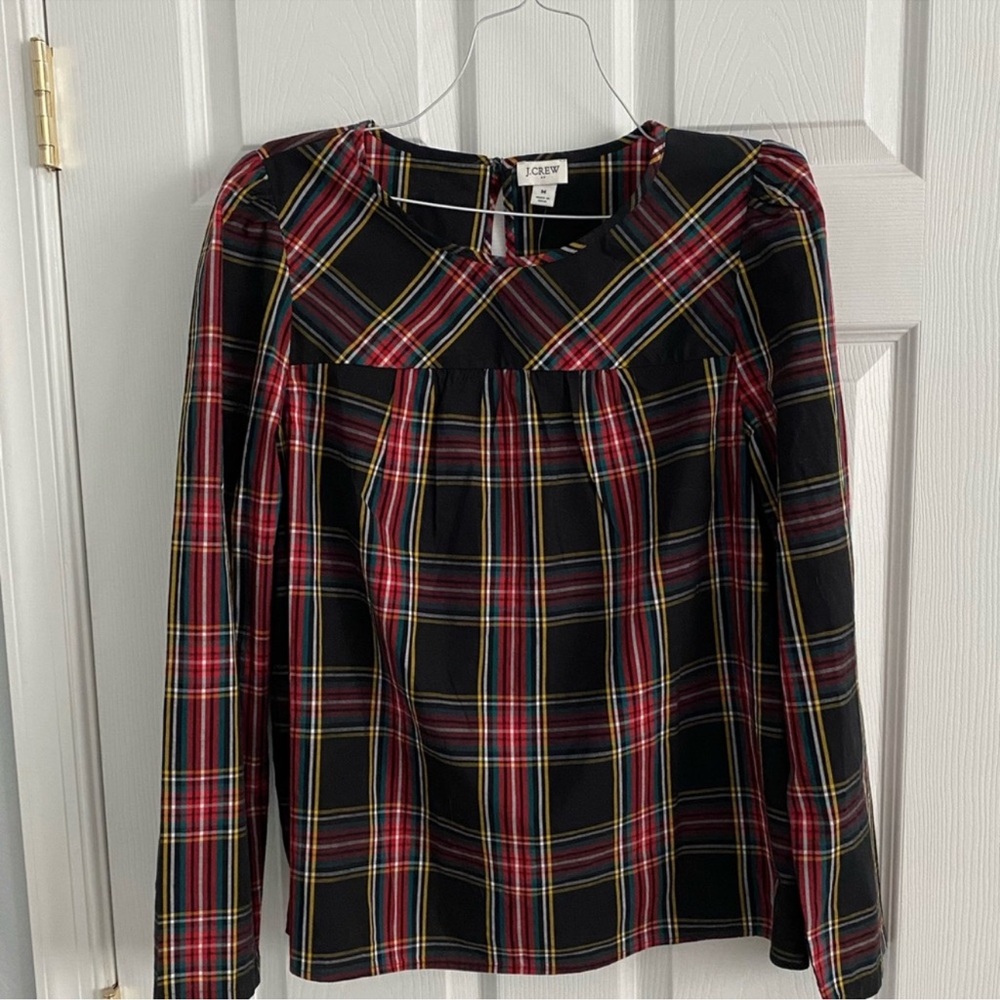 J Crew Holiday plaid long sleeve top